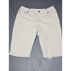 Eric Women Shorts 10 Beige Casual Denim Shorts Button Accents